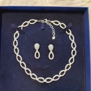 Swarovski Silver-Tone Necklace and Earring Set